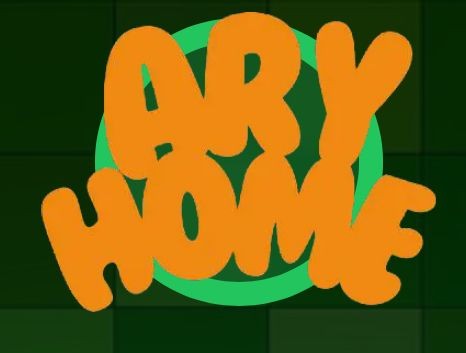 Abstract design with orange text over a dark green background and green circle.